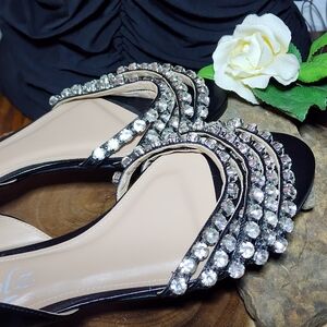Tresolz Beautiful Jeweled Black Sandals Women's Size 10